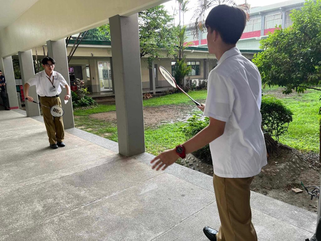 Students playing badminton
