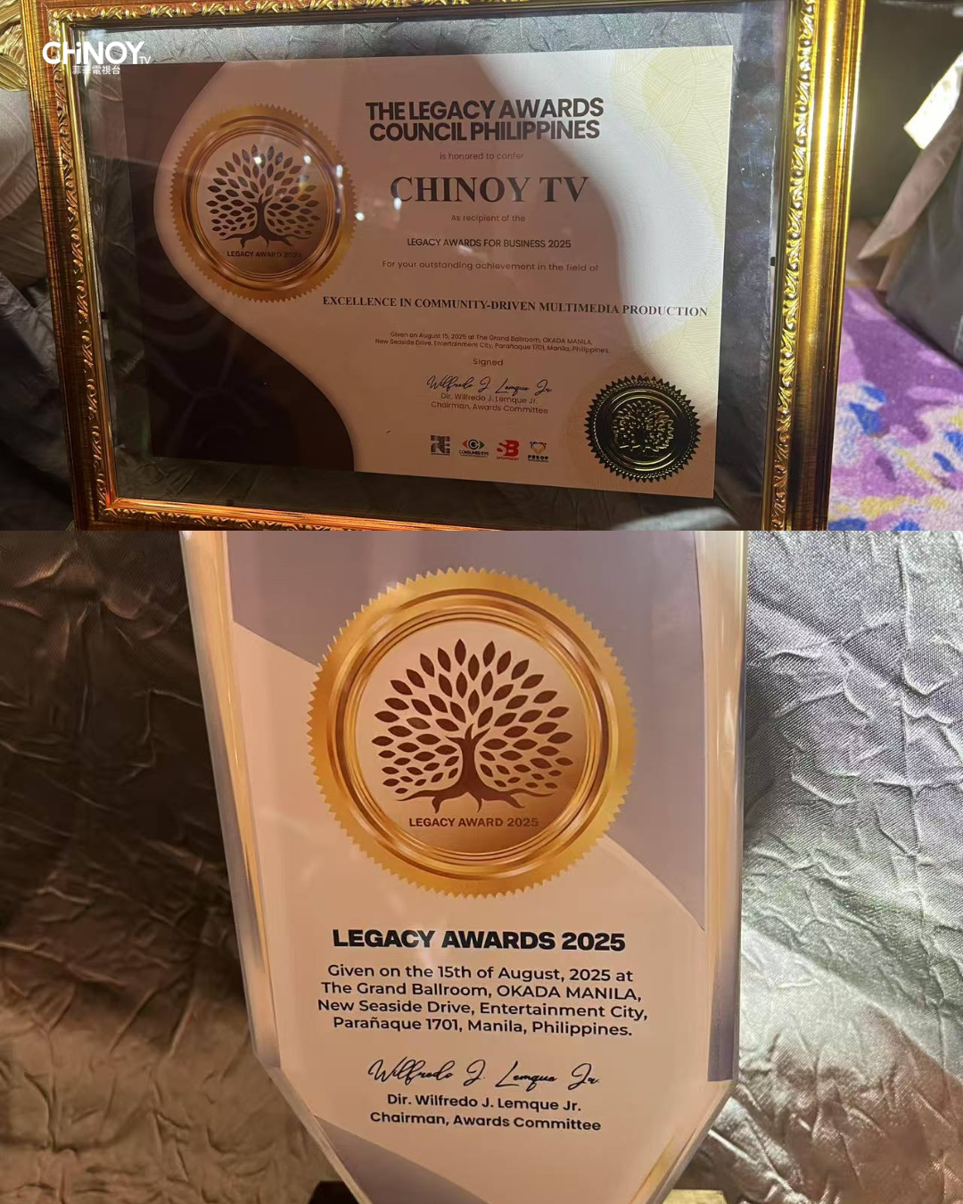 CHiNOY TV Awarded 2025 Legacy Awards Philippines for Community-Driven Multimedia Production