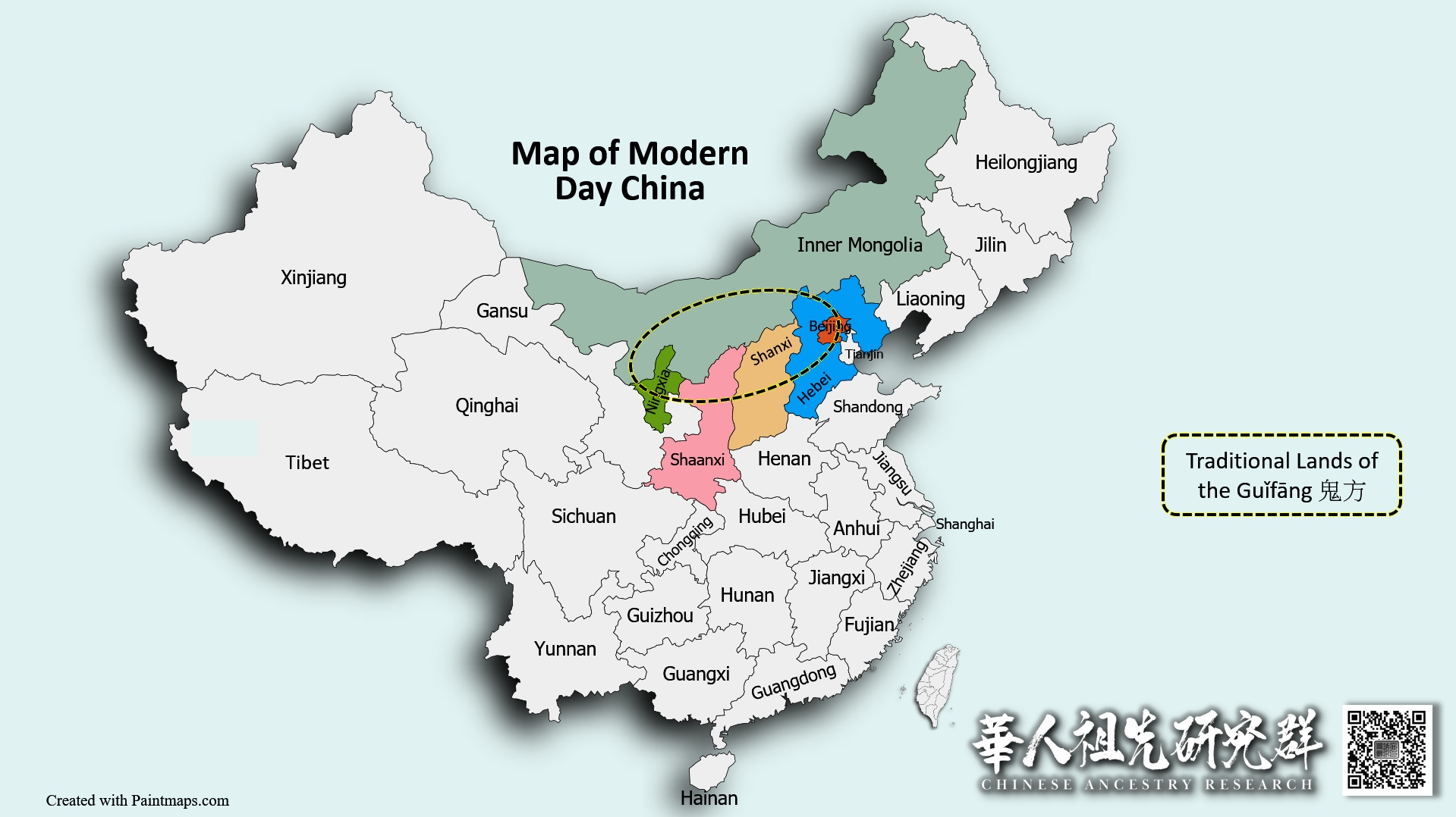Map of Modern Day China